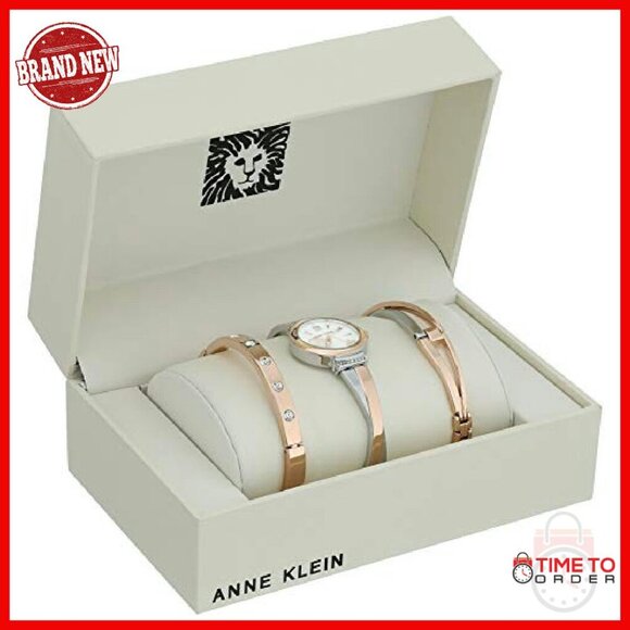 Premium Crystal Accent Bangle Watch Set, Japanese Quartz, Water Resistant